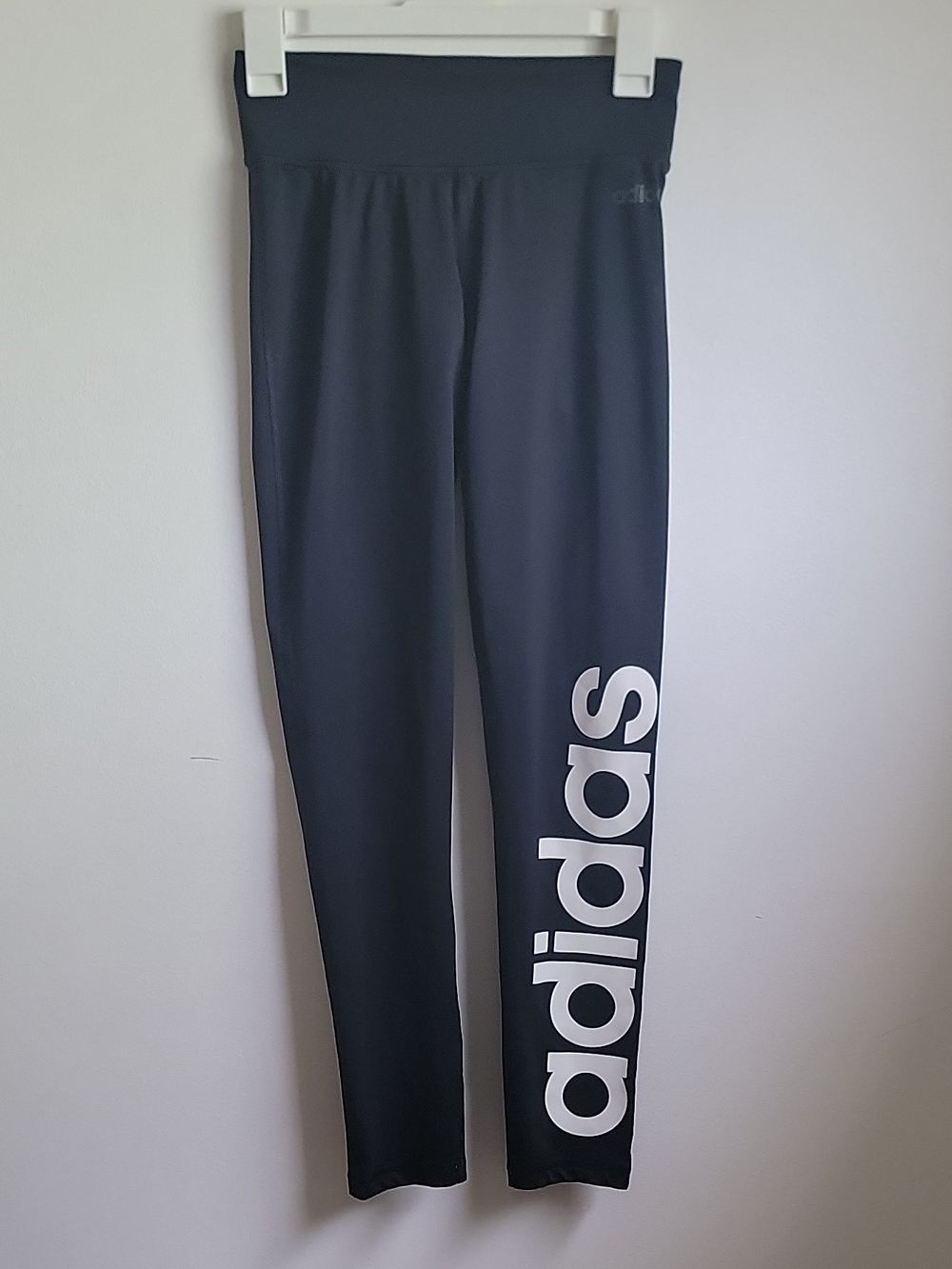 adidas Black Leggings with Large White Side Logo
